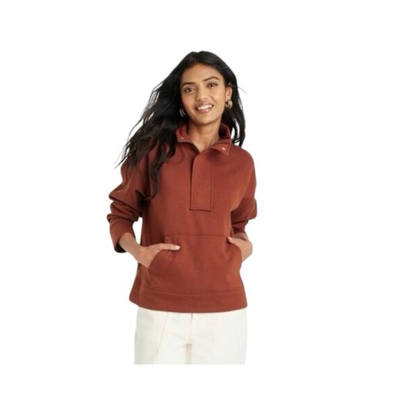 Target A New Day Cognac Brown Quarter Zip Fleece Pullover Sweater Size XL - Picture 1 of 8